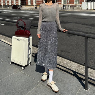 See-through slim long-sleeved T-shirt
