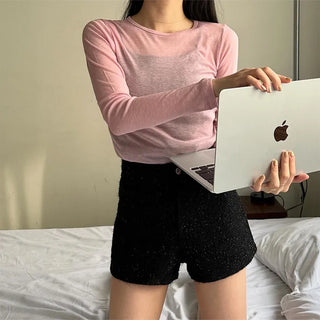 Back pocket tweed shorts