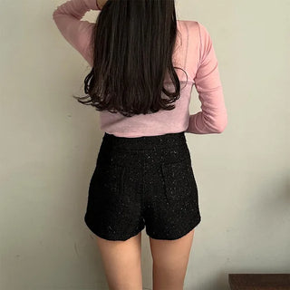 Back pocket tweed shorts