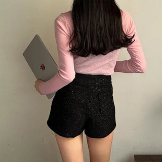 Back pocket tweed shorts