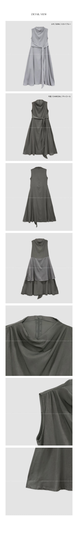 (2 colors) High-neck long dress
