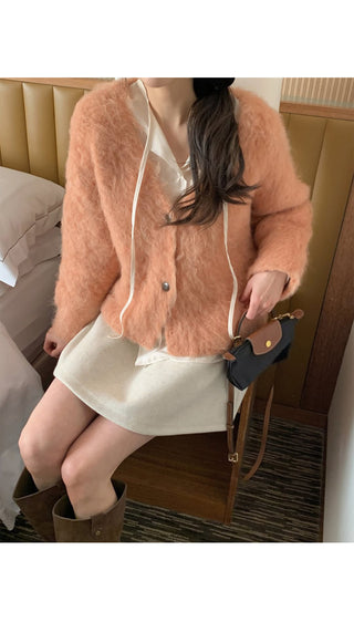(3 colors) Hairy Loose Fit Wool Cardigan