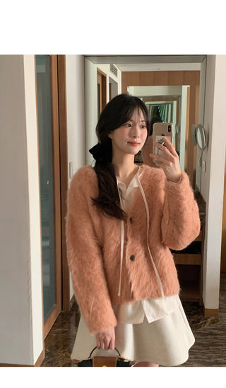 (3 colors) Hairy Loose Fit Wool Cardigan
