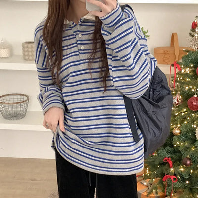 Garnet brushed-back striped sweatshirt