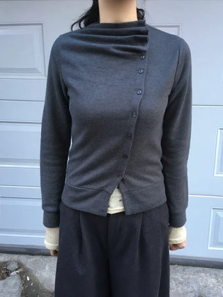 (3 colors) Turtleneck Asymmetrical Cardigan