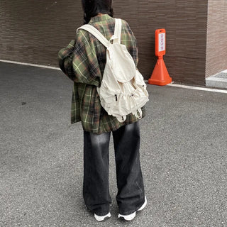 Oversized long-sleeved vintage check shirt