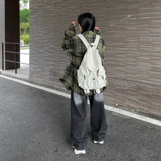 Oversized long-sleeved vintage check shirt