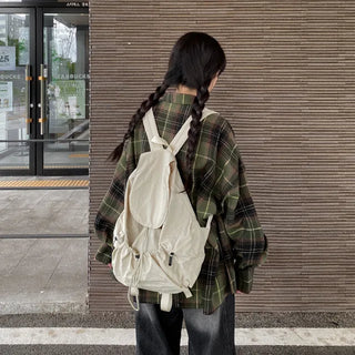 Oversized long-sleeved vintage check shirt