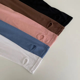 Hand warmer boat neck inner long-sleeve T-shirt