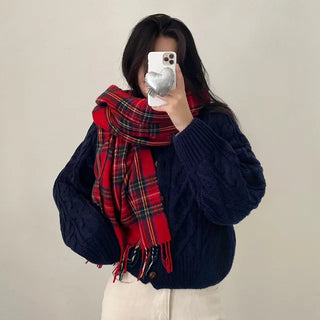Oversized puff twist round long-sleeve knit cardigan
