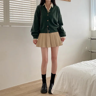 (10 colors) Autumn Layered V-Neck Loose Fit Knit Cardigan