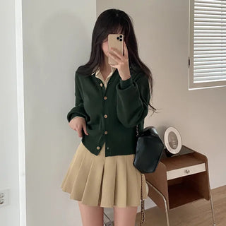 (10 colors) Autumn Layered V-Neck Loose Fit Knit Cardigan