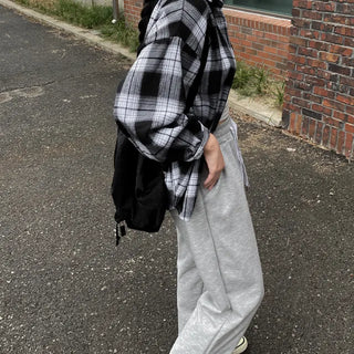 Autumn long-sleeved oversized pink shirt