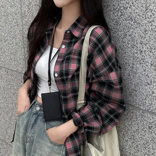 Autumn long-sleeved oversized pink shirt