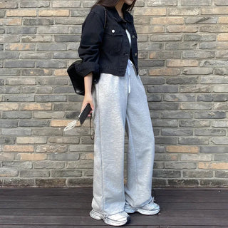 Autumn cropped denim loose-fit jacket