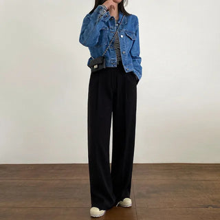 Autumn cropped denim loose-fit jacket