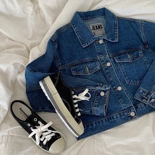 Autumn cropped denim loose-fit jacket