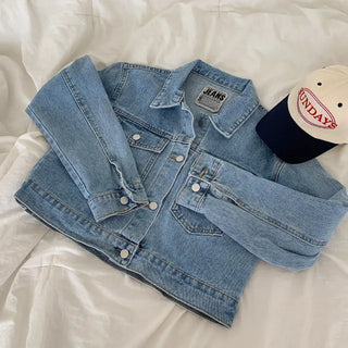 Autumn cropped denim loose-fit jacket