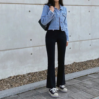 Autumn cropped denim loose-fit jacket