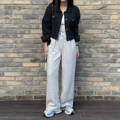Autumn cropped denim loose-fit jacket