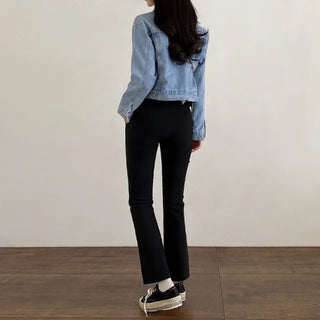 Autumn cropped denim loose-fit jacket