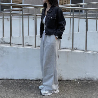 Autumn cropped denim loose-fit jacket