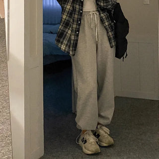 2-Way Elastic Cotton String Jogger Wide Pants