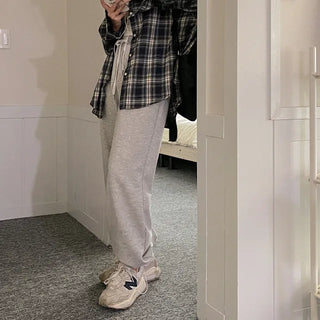 2-Way Elastic Cotton String Jogger Wide Pants