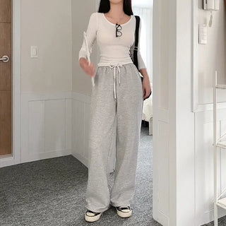 2-Way Elastic Cotton String Jogger Wide Pants