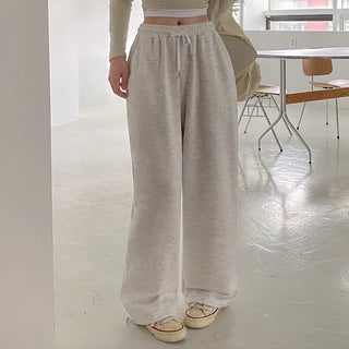 2-Way Elastic Cotton String Jogger Wide Pants