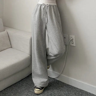 2-Way Elastic Cotton String Jogger Wide Pants