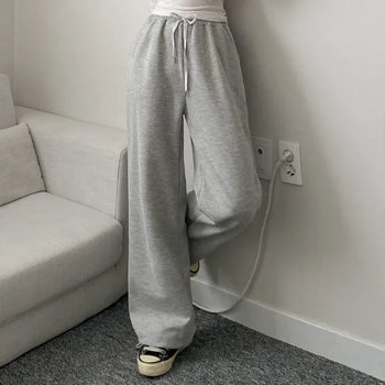 2-Way Elastic Cotton String Jogger Wide Pants