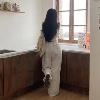 2-Way Elastic Cotton String Jogger Wide Pants