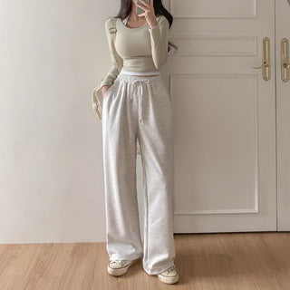 2-Way Elastic Cotton String Jogger Wide Pants