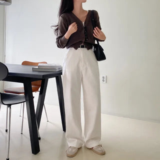 Layered Basic V-Neck Gray Short Knit Cardigan