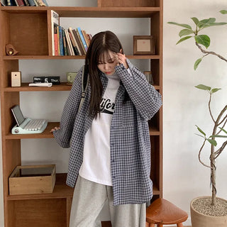 Cotton oversized check shirt