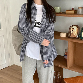 Cotton oversized check shirt