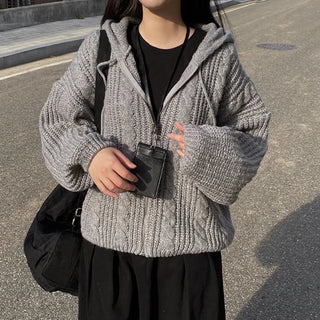 Twist Knit Puff Hoodie