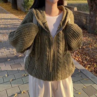 Twist Knit Puff Hoodie