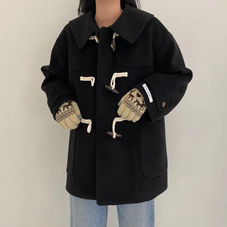 Big Collar Duffle Single Handmade Short Coat