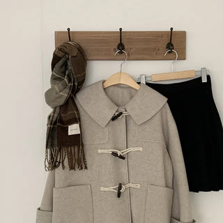 Big Collar Duffle Single Handmade Short Coat