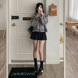 Mini A-line shirred faux pocket frill skirt