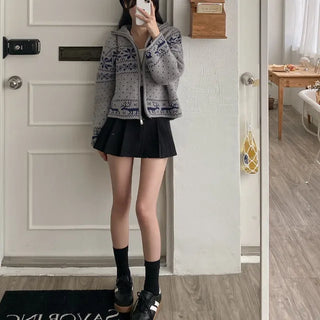 Mini A-line shirred faux pocket frill skirt