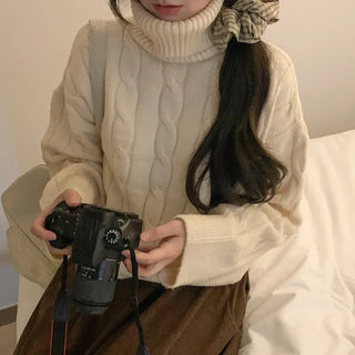 Twisted turtleneck knit