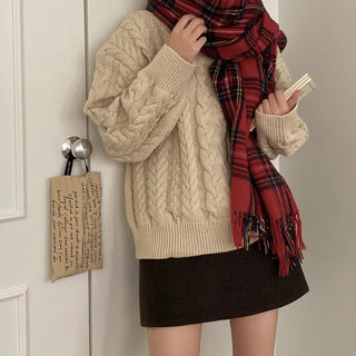 Twist Puff Front Round Oversized Knit