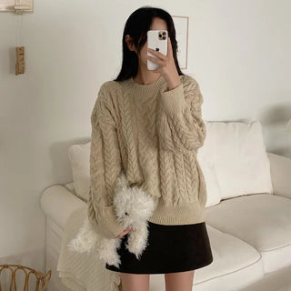 Twist Puff Front Round Oversized Knit