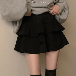 Tiered ruffle corduroy skirt