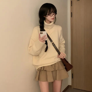 Tiered ruffle corduroy skirt