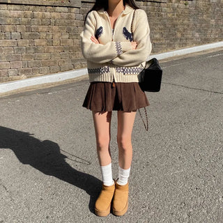 A-line mini pleated skort