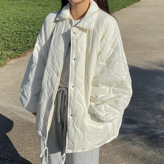 Quilted Color Fleece Fur Down Jacket